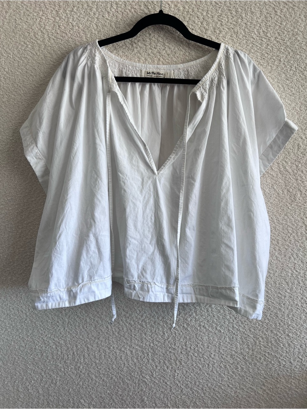 We The Free Women’s Free People Oversized White Cotton Short Sleeve Top Size XL